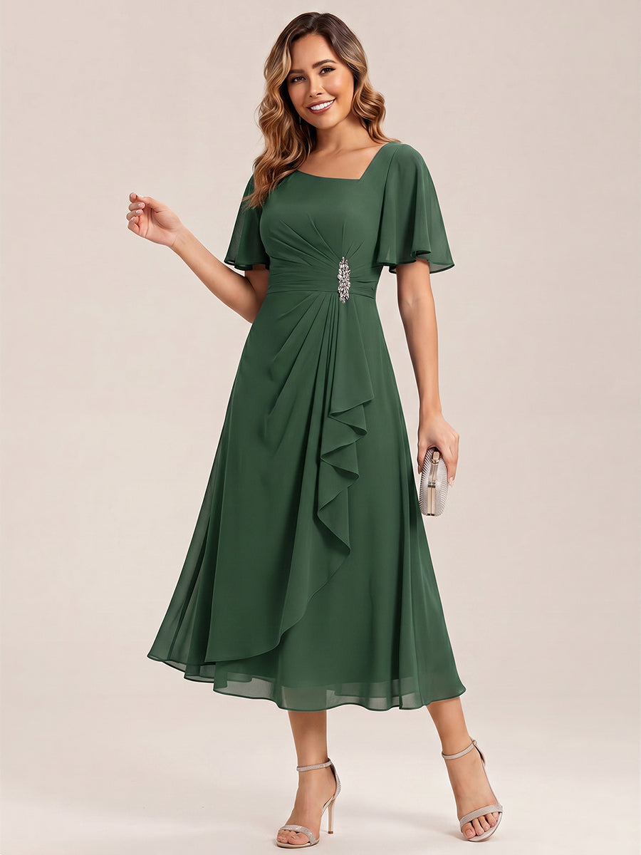 ever LILOU|Ruffle Sleeve Chiffon Midi Mother of the Bride Dress
