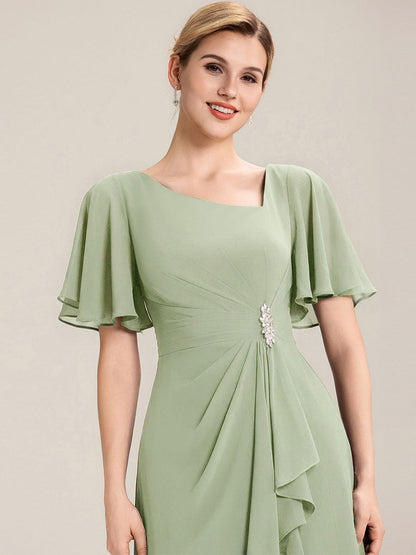 ever LILOU|Ruffle Sleeve Chiffon Midi Mother of the Bride Dress