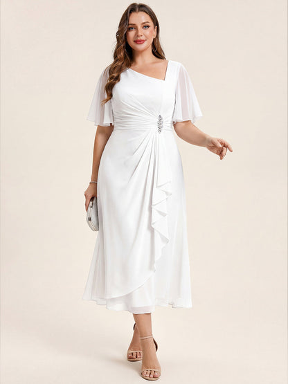 ever LILOU|Ruffle Sleeve Chiffon Midi Mother of the Bride Dress