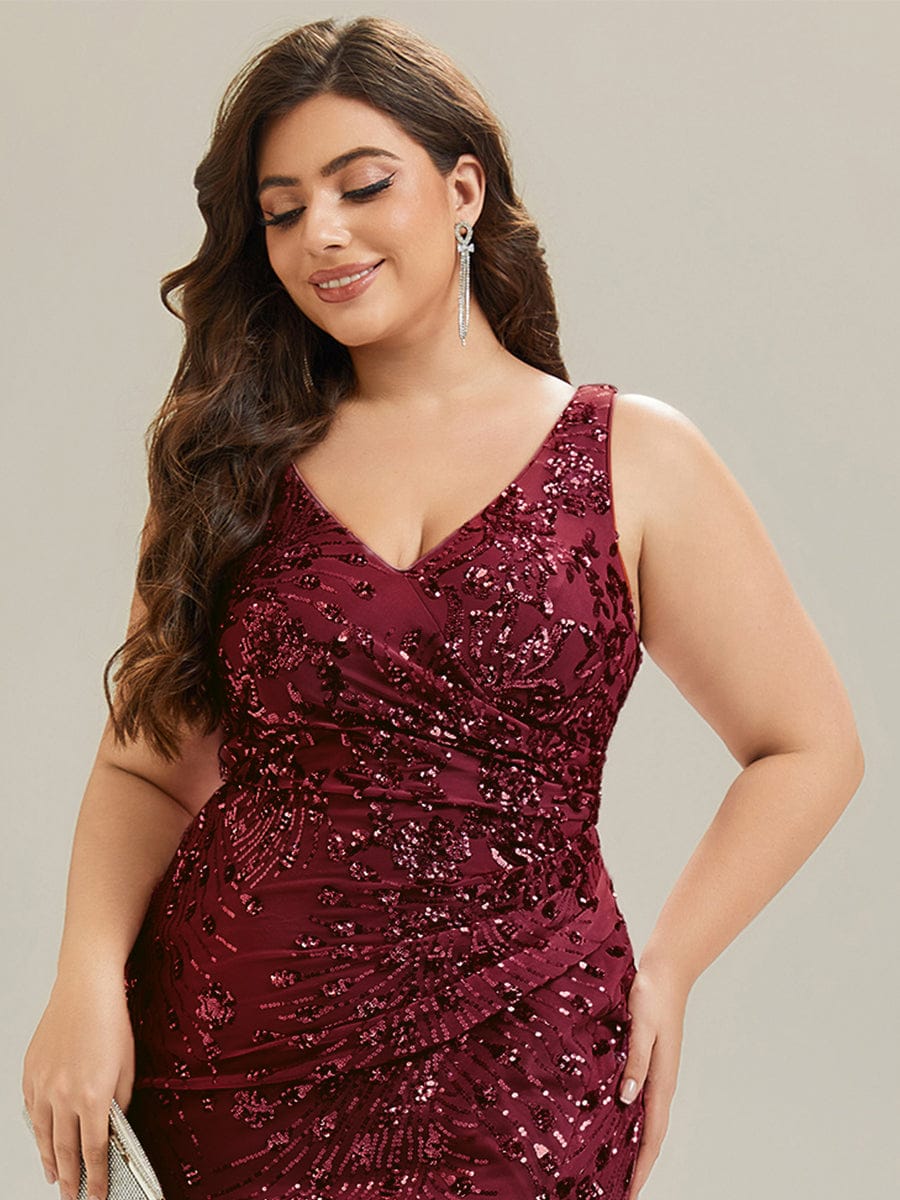 pretty JUNIPER|Plus Size Bodycon Sequin Slit Wedding Guest Dress