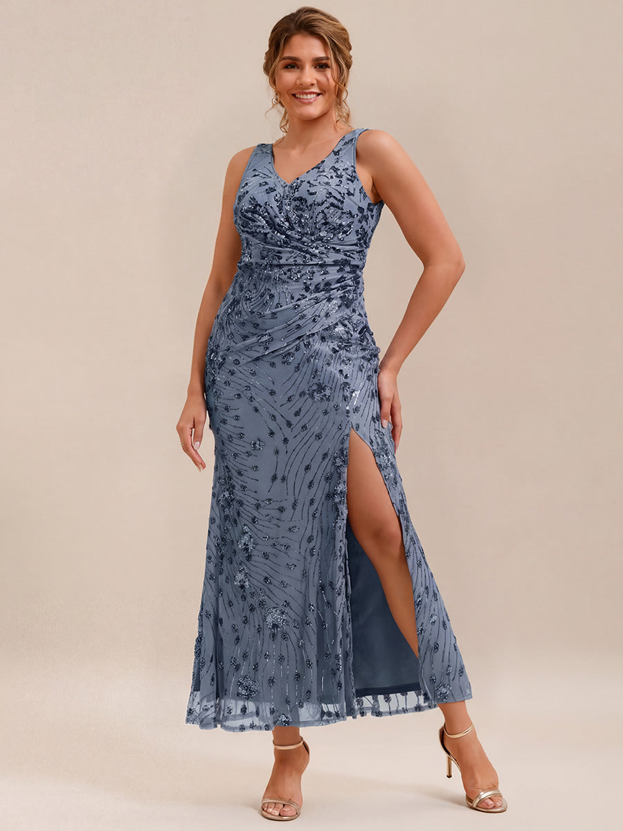 ever JUNIPER|Bodycon Sequin Slit Wedding Guest Dress