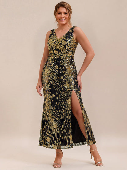 pretty JUNIPER| Plus Size Knotted Sequin Formal Evening Dress