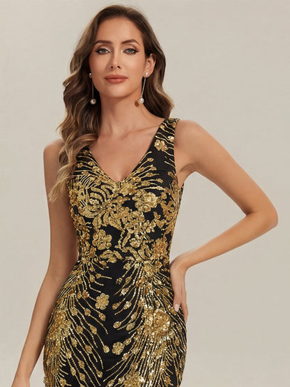 ever JUNIPER| Knotted Sequin Sleeveless Bodycon Formal Evening Dress