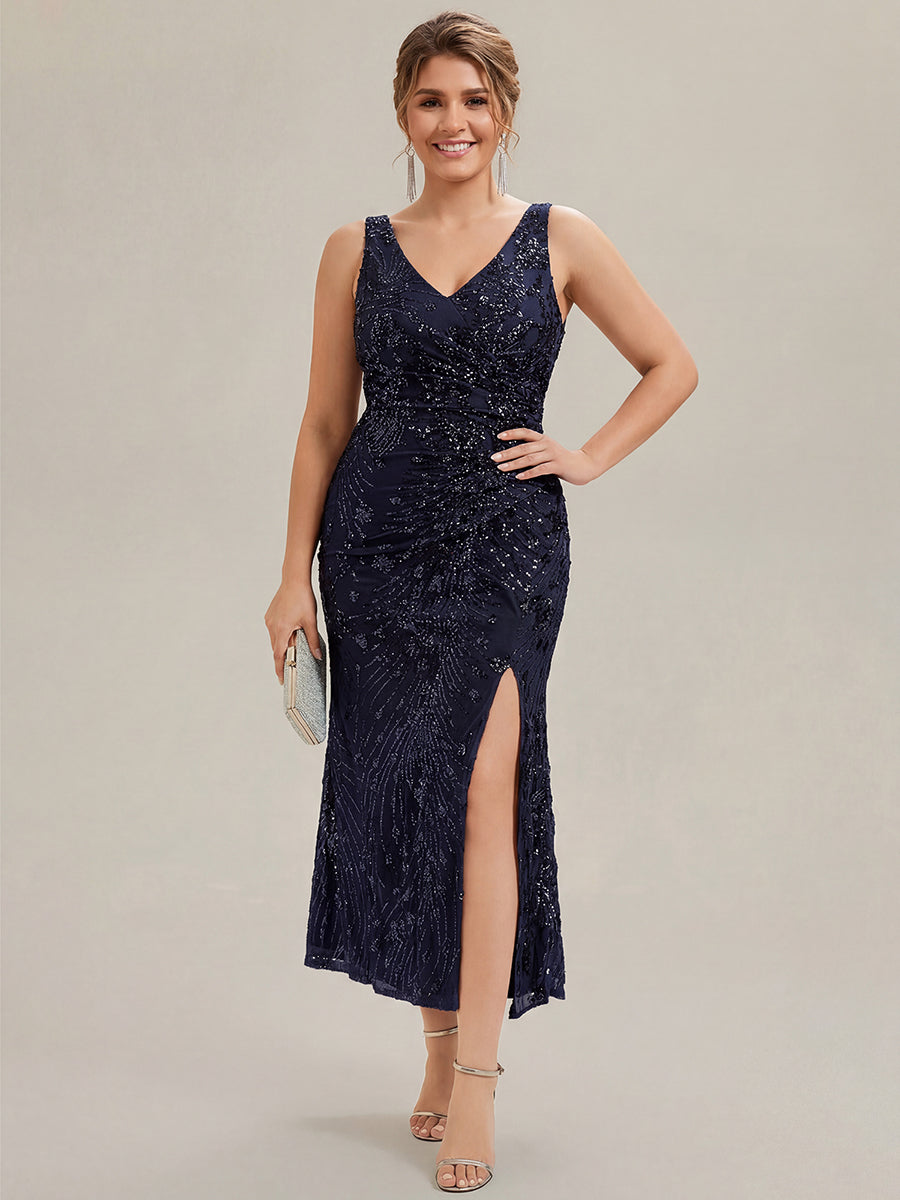 ever JUNIPER|Bodycon Sequin Slit Wedding Guest Dress