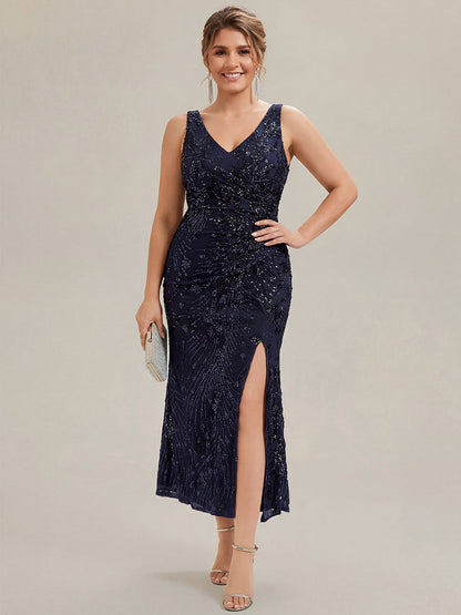 pretty JUNIPER| Plus Size Knotted Sequin Formal Evening Dress