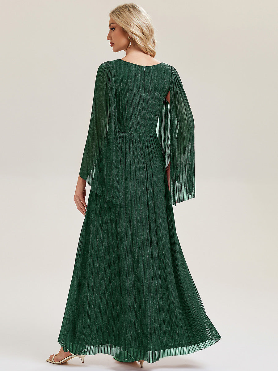 ever ISLA|Deep V-Neck Mesh Batwing Sleeve Evening Dress