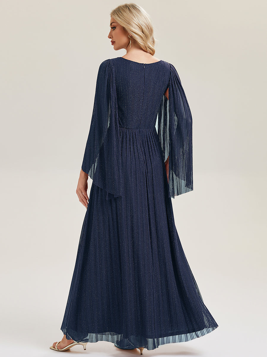 ever ISLA|Deep V-Neck Mesh Batwing Sleeve Evening Dress