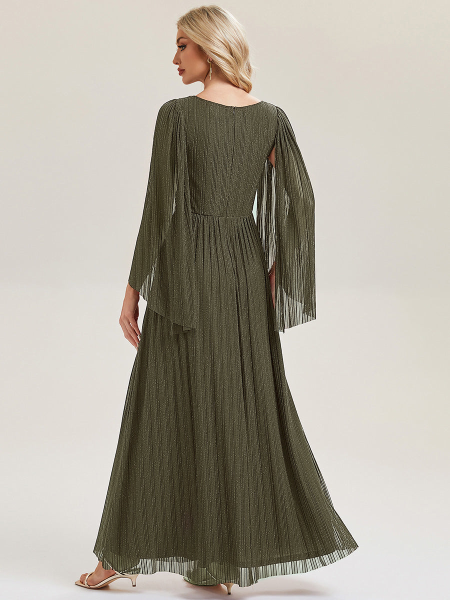 ever ISLA|Deep V-Neck Mesh Batwing Sleeve Evening Dress
