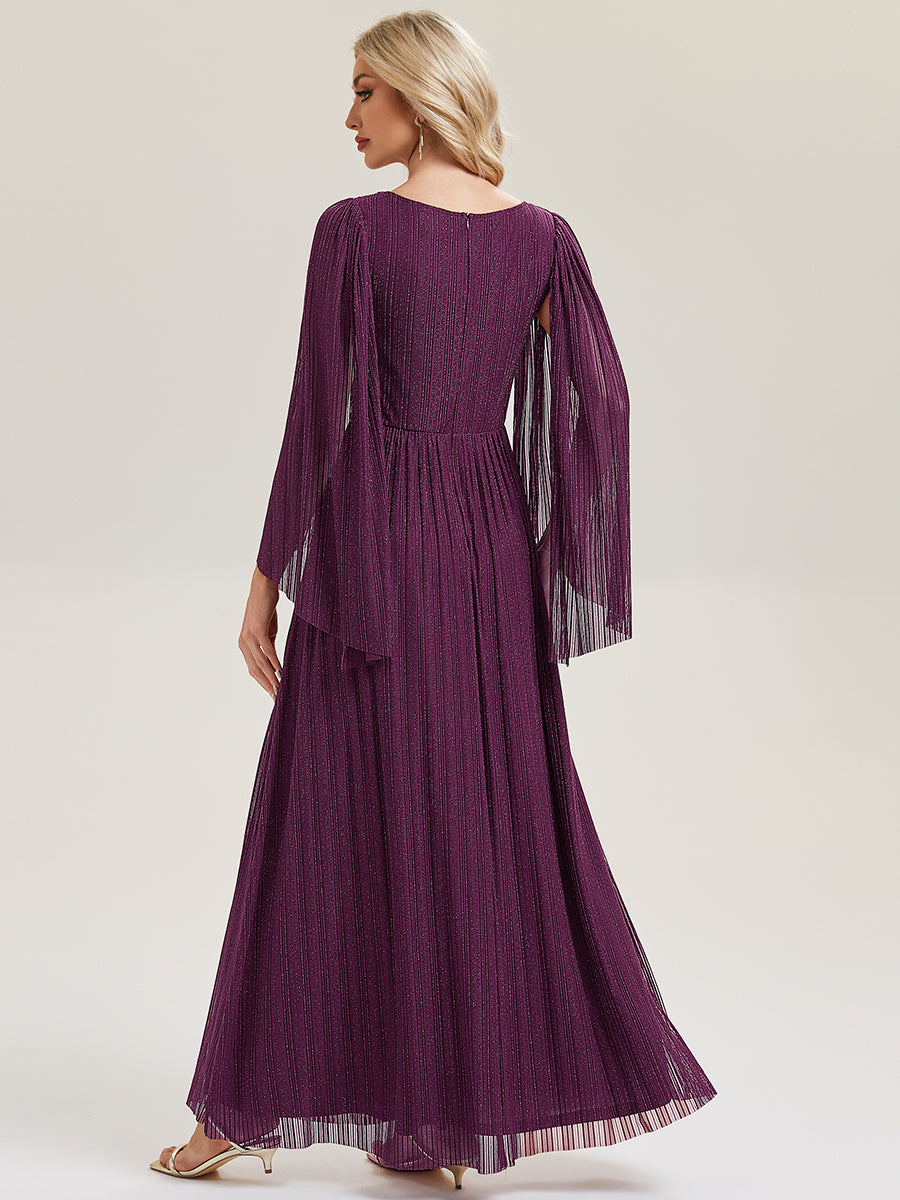 ever ISLA|Deep V-Neck Mesh Batwing Sleeve Evening Dress