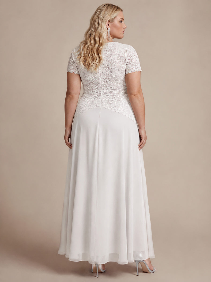 Sequin Lace Round Neck Evening Dress