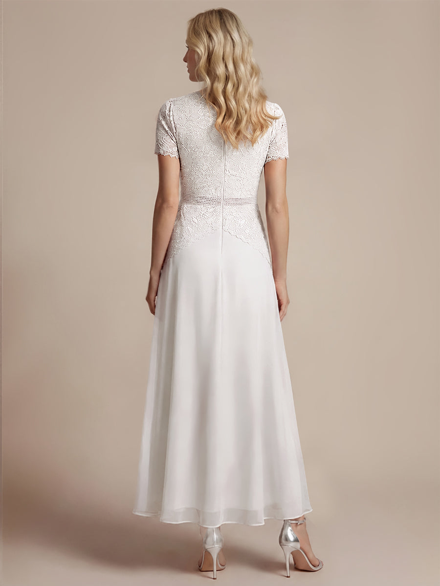 Sequin Lace Round Neck Evening Dress