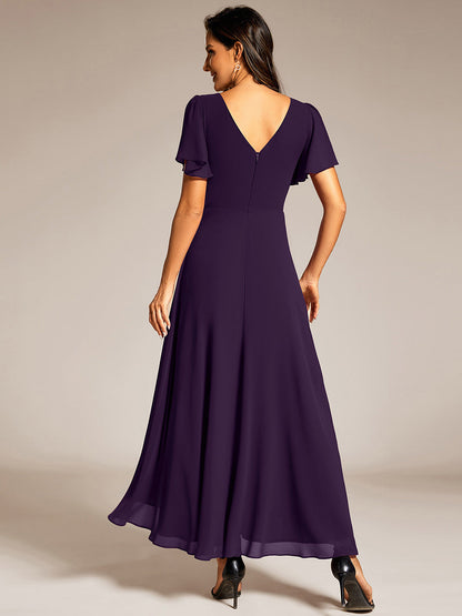 ever DAKOTA|Double V-Neck Waist Trimmed Chiffon Mother of the Bride Dress