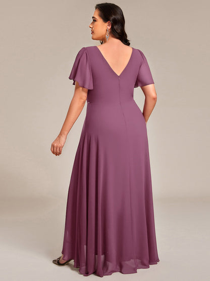 ever DAKOTA|Double V-Neck Waist Trimmed Chiffon Mother of the Bride Dress
