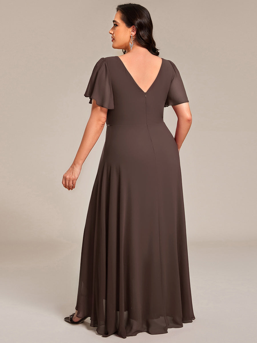 ever DAKOTA|Double V-Neck Waist Trimmed Chiffon Mother of the Bride Dress