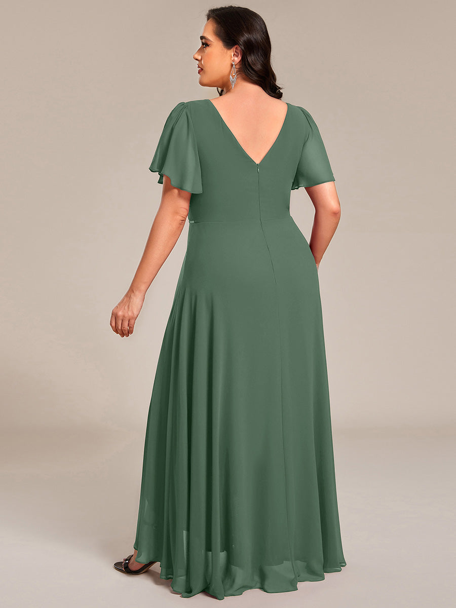 ever DAKOTA|Double V-Neck Waist Trimmed Chiffon Formal Evening Dress