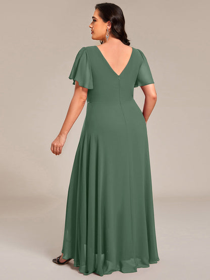 ever DAKOTA|Double V-Neck Waist Trimmed Chiffon Formal Evening Dress