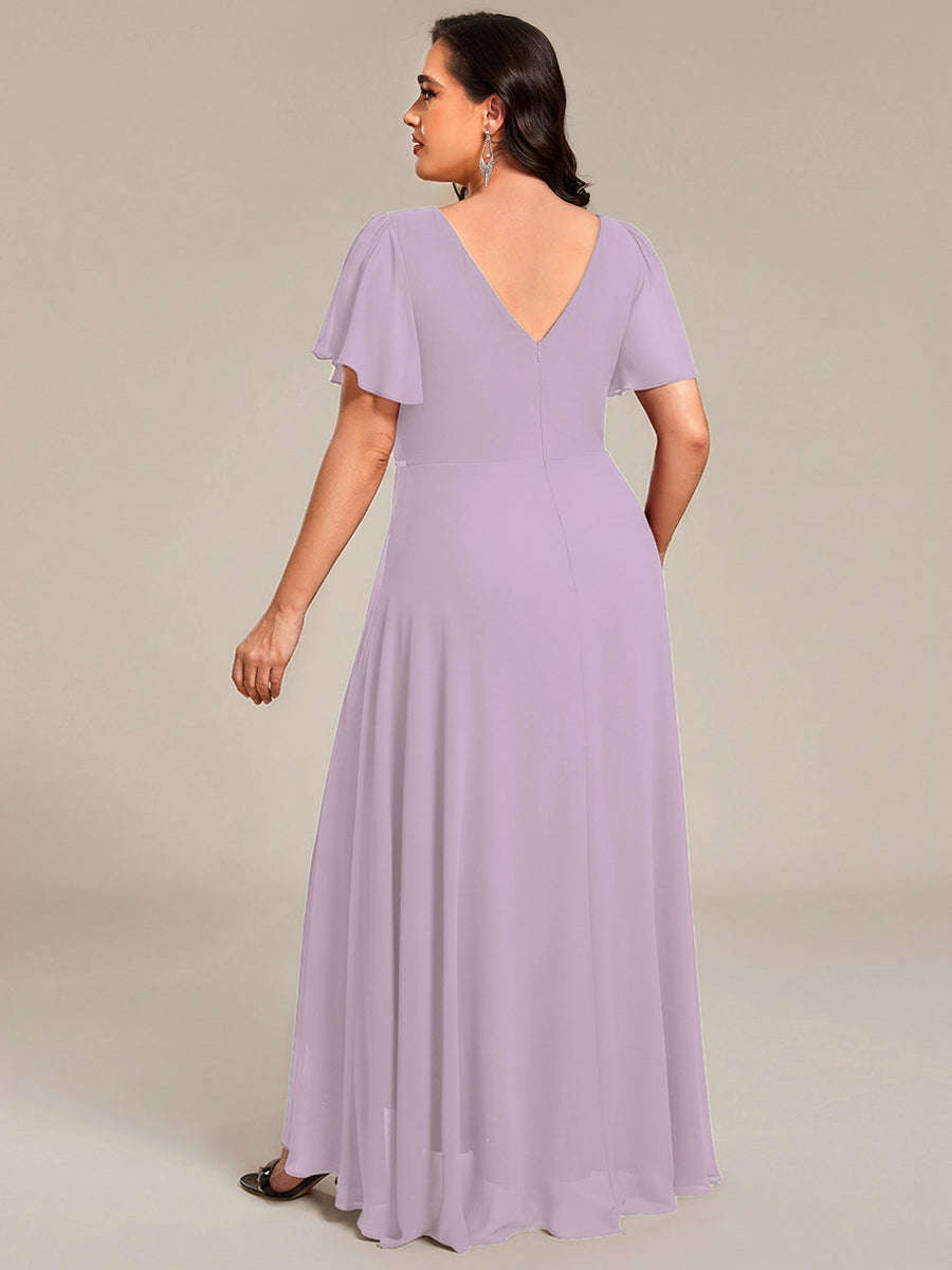 ever DAKOTA|Double V-Neck Waist Trimmed Chiffon Formal Evening Dress