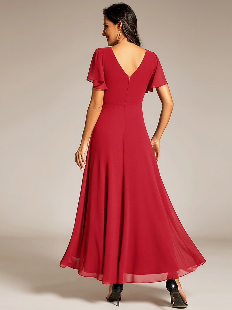 ever DAKOTA|Double V-Neck Waist Trimmed Chiffon Mother of the Bride Dress