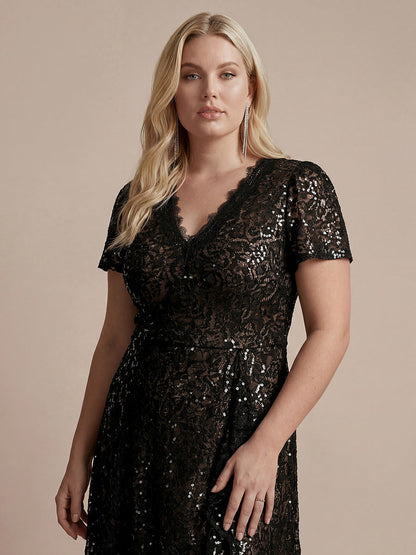 Plus Size Lace High Low Wedding Guest Dress