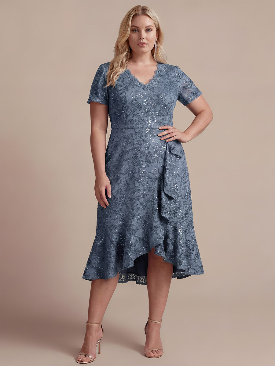 Plus Size Lace High Low Wedding Guest Dress
