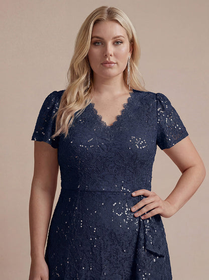 Plus Size Lace High Low Wedding Guest Dress