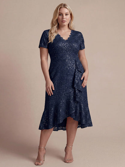 Plus Size Lace High Low Wedding Guest Dress