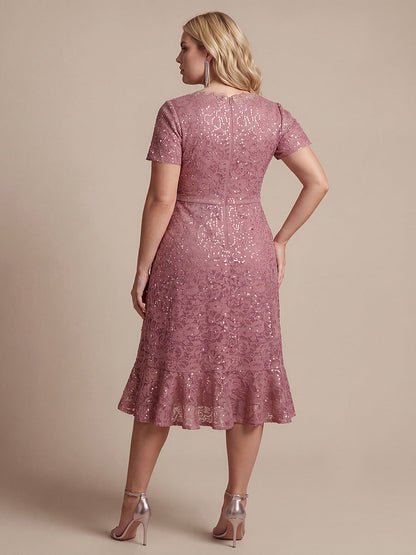 Plus Size Lace High Low Wedding Guest Dress