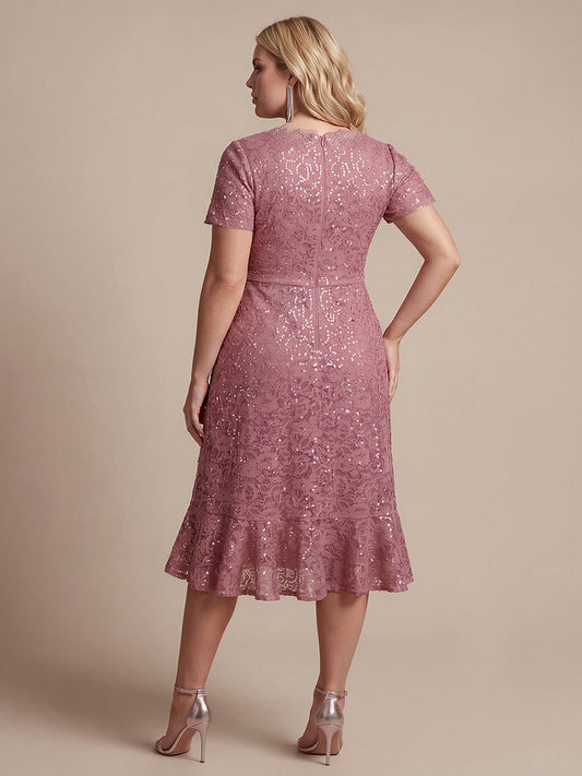 Plus Size Lace High Low Wedding Guest Dress