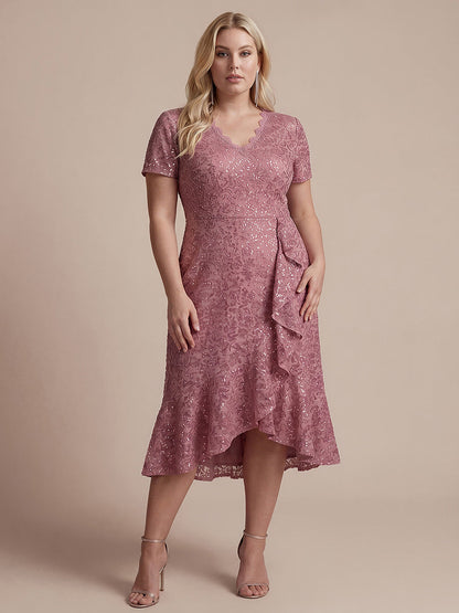 Plus Size Lace High Low Wedding Guest Dress