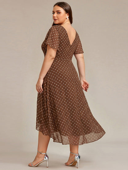 ever AALIA|Flowing Chiffon V-Neck Ruffle Sleeves Wedding Guest Dress