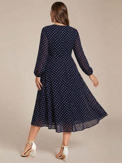 pretty BRIAR|Plus Size Chiffon A-Line 3/4 Sleeves Asymmetrical Hem Wedding Guest Dress