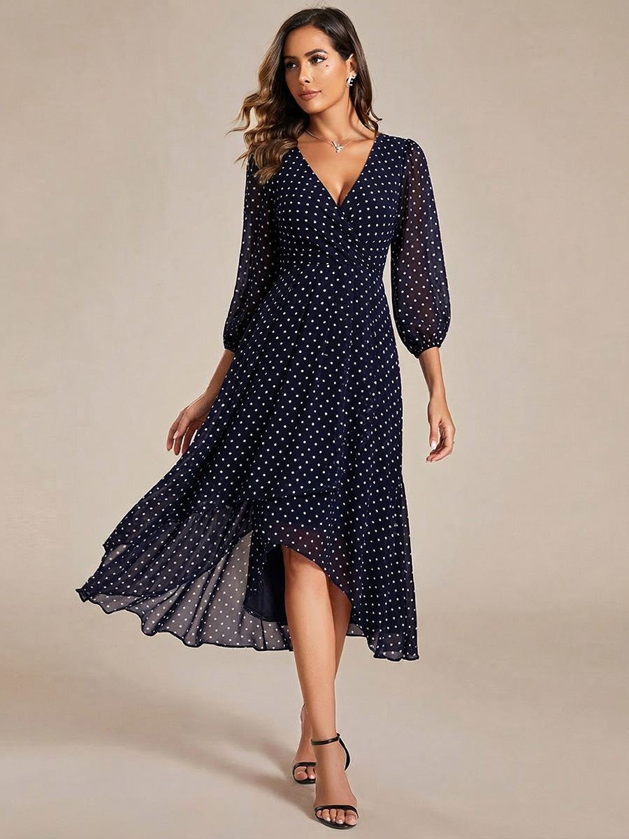 ever BRIAR|3/4 Sleeves Asymmetrical Hem A-Line Midi Bridesmaid Dress