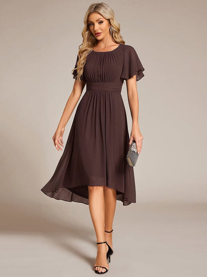 ever EDEN|Chic A-Line Pleated Knee-Length Flowy Chiffon Wedding Guest Dress