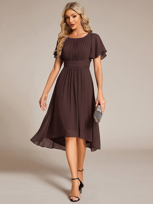 ever EDEN|Chic A-Line Pleated Knee-Length Flowy Chiffon Wedding Guest Dress