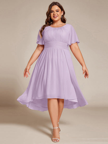 ever EDEN|Chic A-Line Pleated Knee-Length Flowy Chiffon Wedding Guest Dress