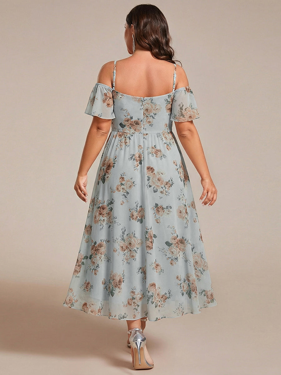 ever JORDANE|Spaghetti Strap Cold Shoulder Chiffon A-Line Midi Bridesmaid Dress