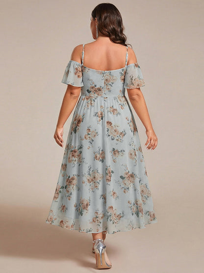 ever JORDANE|Spaghetti Strap Cold Shoulder Chiffon A-Line Midi Bridesmaid Dress