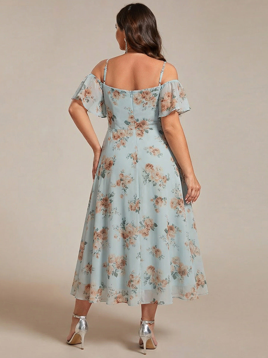 ever JORDANE|Spaghetti Strap Cold Shoulder Chiffon A-Line Midi Wedding Guest Dress