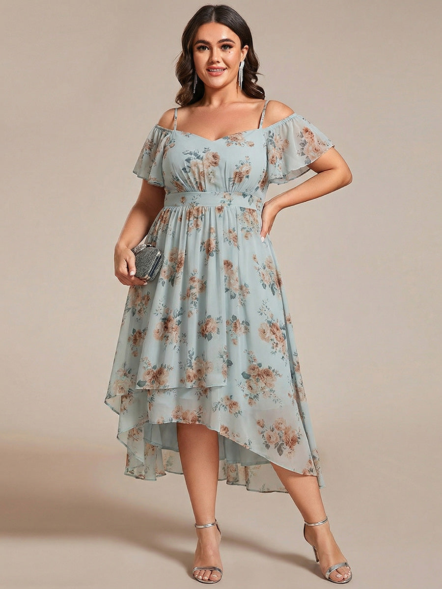 ever JORDANE|Spaghetti Strap Cold Shoulder Chiffon A-Line Midi Wedding Guest Dress