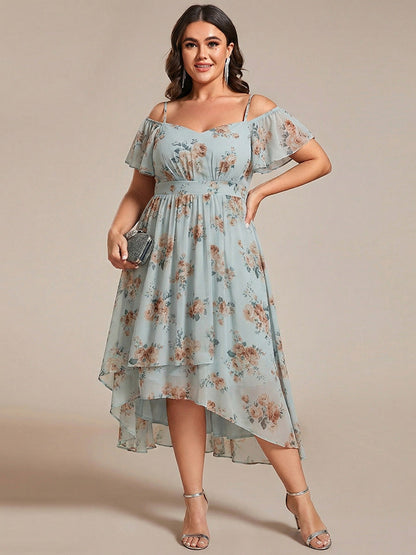 ever JORDANE|Spaghetti Strap Cold Shoulder Chiffon A-Line Midi Wedding Guest Dress