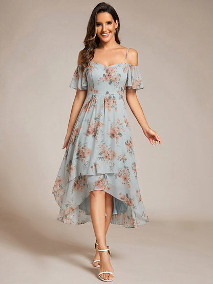ever JORDANE|Spaghetti Strap Cold Shoulder Chiffon A-Line Midi Bridesmaid Dress