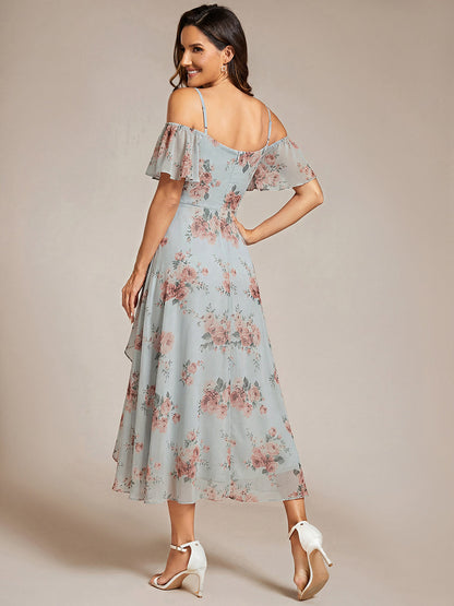 ever JORDANE|Spaghetti Strap Cold Shoulder Chiffon A-Line Midi Bridesmaid Dress