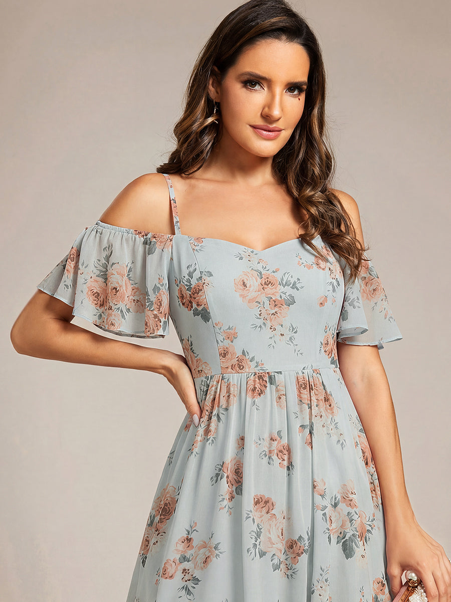 ever JORDANE|Spaghetti Strap Cold Shoulder Chiffon A-Line Midi Bridesmaid Dress