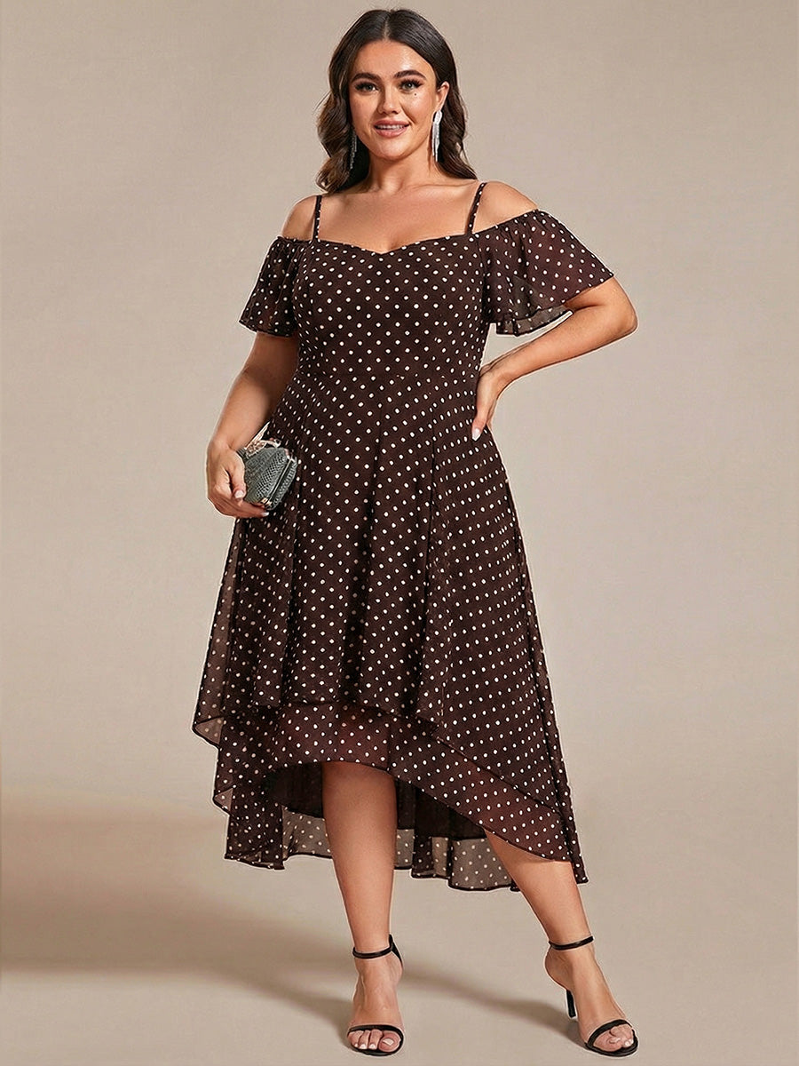 ever JORDANE|Spaghetti Strap Cold Shoulder Chiffon A-Line Midi Bridesmaid Dress