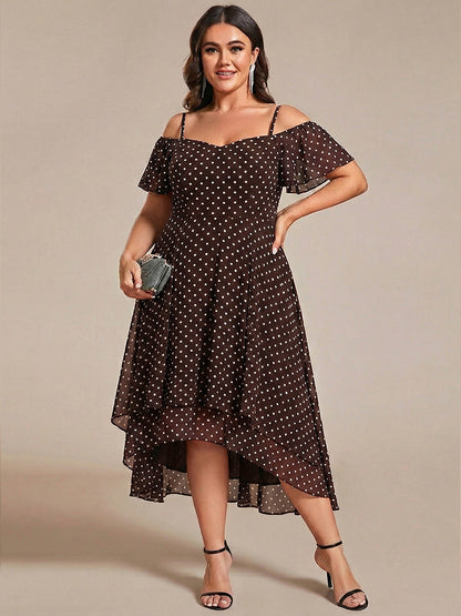 ever JORDANE|Spaghetti Strap Cold Shoulder Chiffon A-Line Midi Bridesmaid Dress