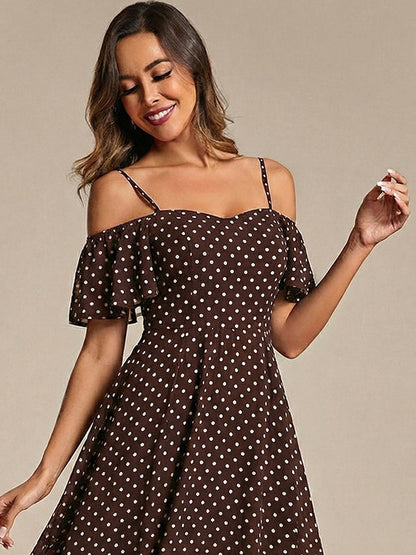 ever JORDANE|Spaghetti Strap Cold Shoulder Chiffon A-Line Midi Bridesmaid Dress