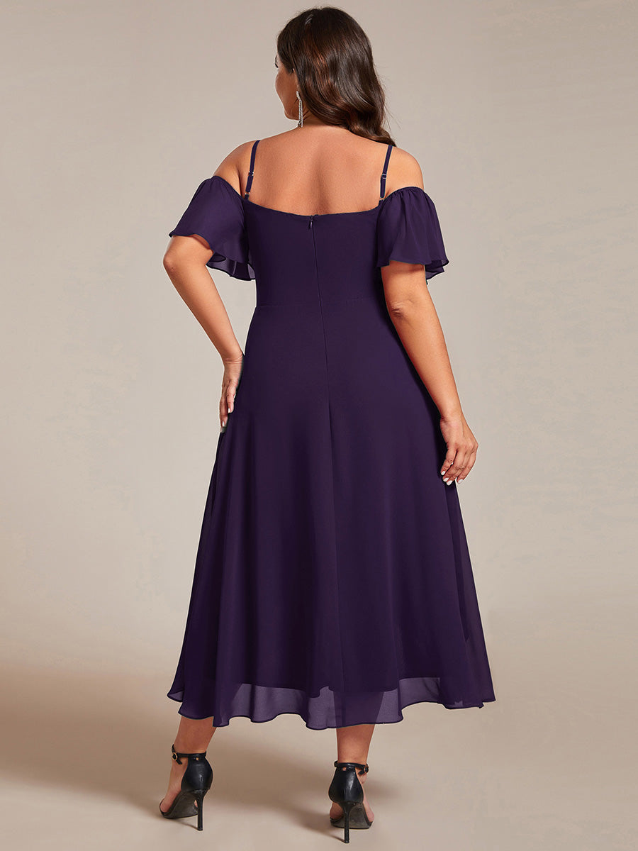 ever JORDANE|Spaghetti Strap Cold Shoulder Chiffon A-Line Midi Bridesmaid Dress
