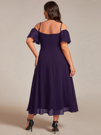 ever JORDANE|Spaghetti Strap Cold Shoulder Chiffon A-Line Midi Bridesmaid Dress