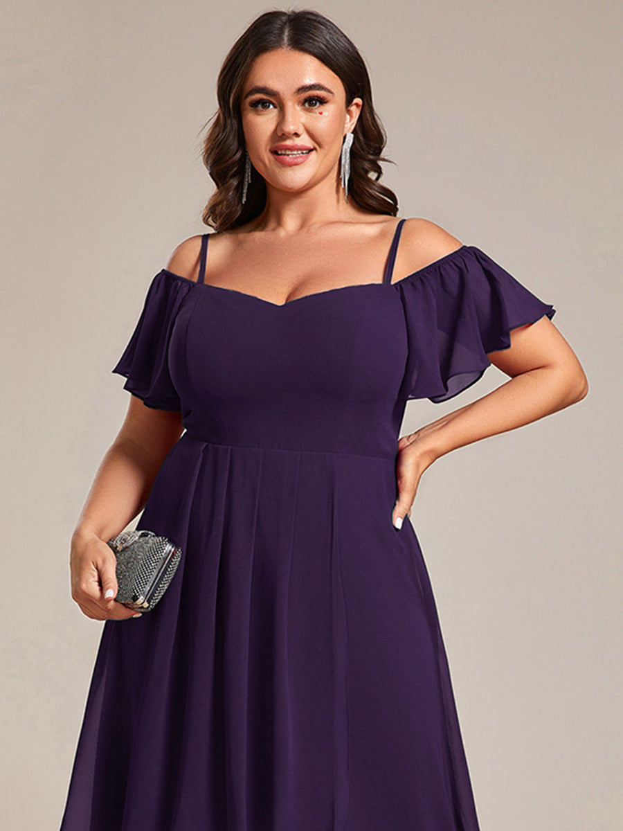 ever JORDANE|Spaghetti Strap Cold Shoulder Chiffon A-Line Midi Wedding Guest Dress