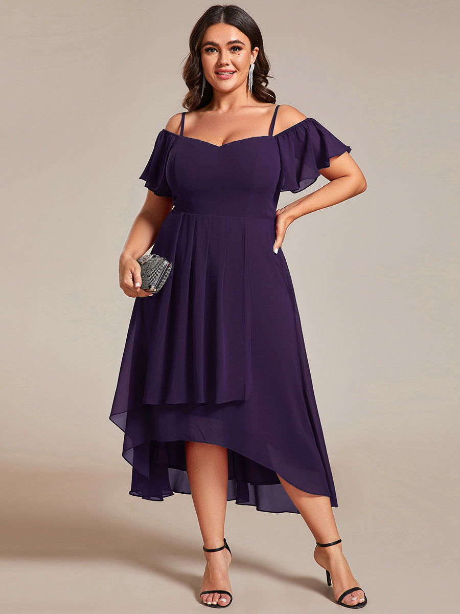 ever JORDANE|Spaghetti Strap Cold Shoulder Chiffon A-Line Midi Bridesmaid Dress